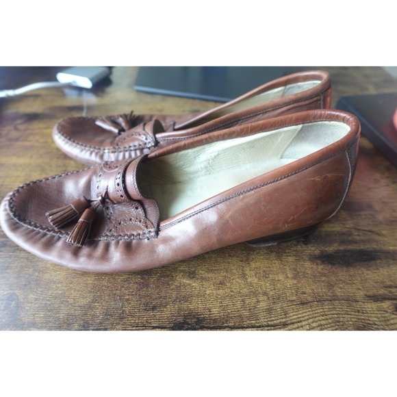 Johnston & Murphy Mens Tassel Loafer Brown Slip On Dress Shoe Size 7.5 M Leather - Picture 11 of 15